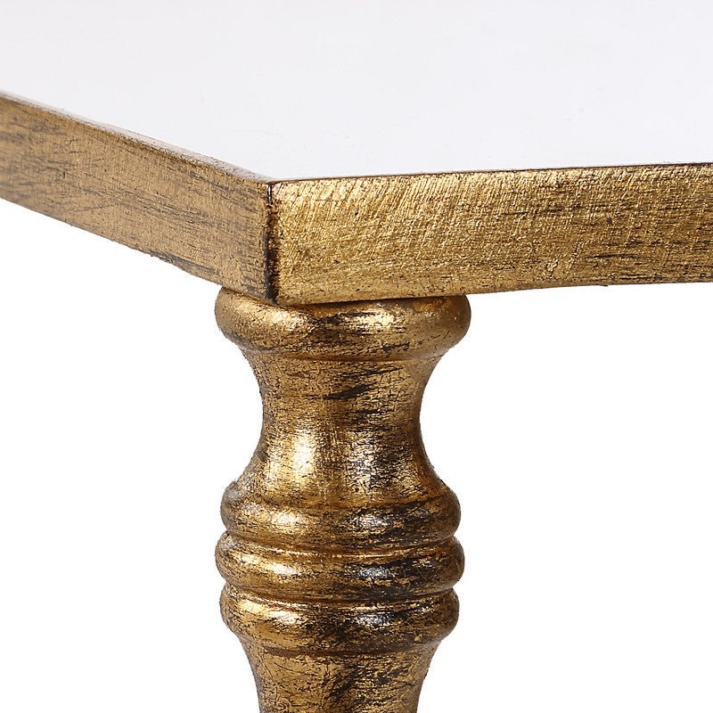 Henzler 25 W x 63 H x 25 D Gold Square Accent Table with Mirror Top Accent & End Tables| Uttermost