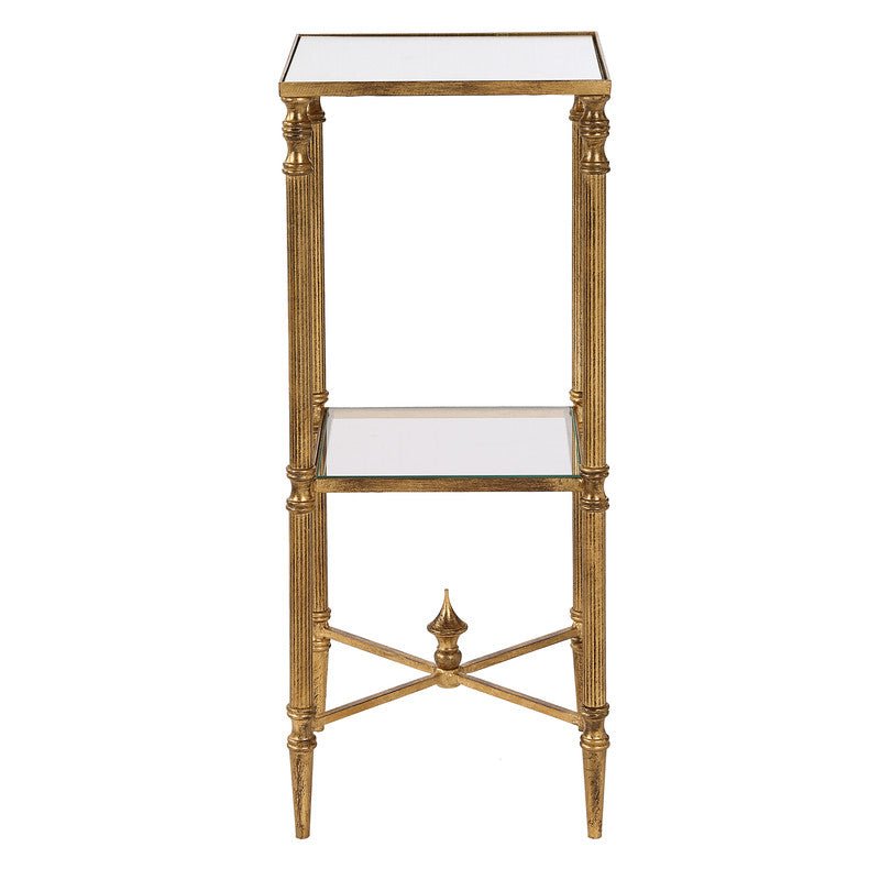 Henzler 25 W x 63 H x 25 D Gold Square Accent Table with Mirror Top Accent & End Tables| Uttermost