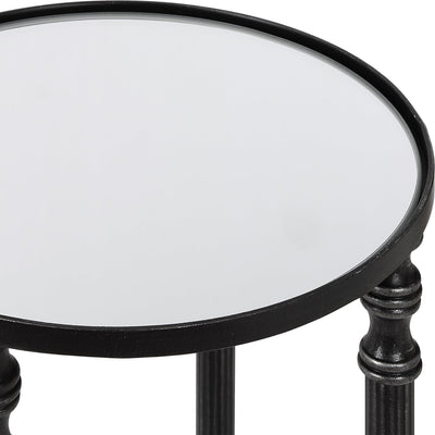 Henzler 25 W x 63 H x 25 D Round Accent Table with Mirror Top - Al Rugaib Furniture