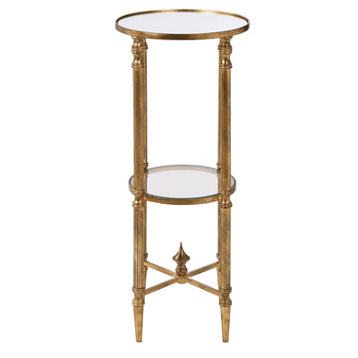 Henzler 25 W x 63 H x 25 D Round Accent Table with Mirror Top - Al Rugaib Furniture