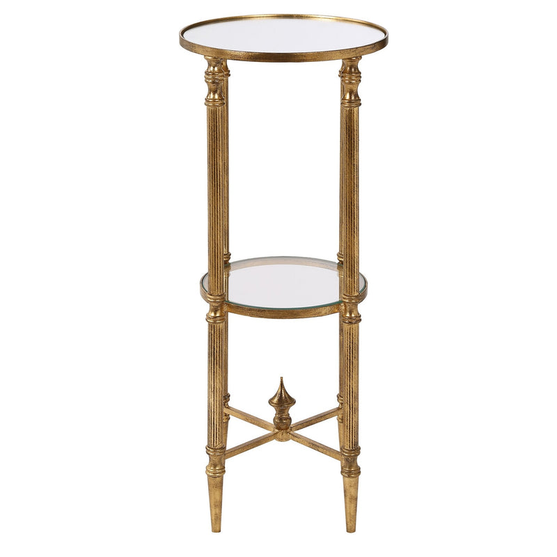 Henzler 25 W x 63 H x 25 D Round Accent Table with Mirror Top - Al Rugaib Furniture