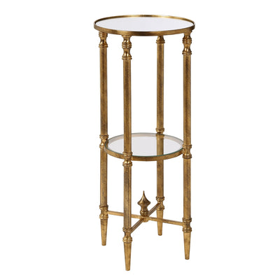 Henzler 25 W x 63 H x 25 D Round Accent Table with Mirror Top - Al Rugaib Furniture