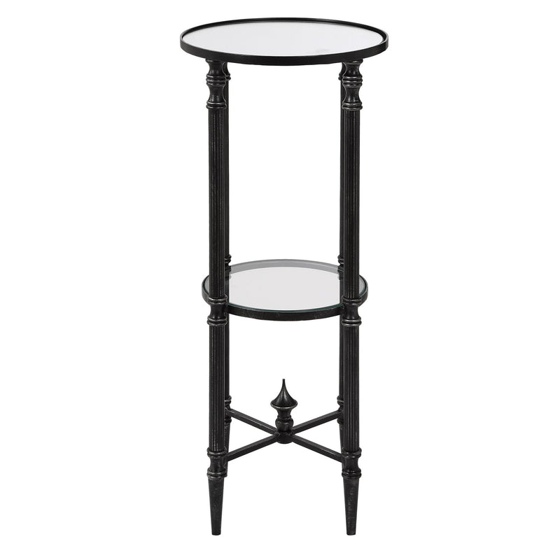 Henzler 25 W x 63 H x 25 D Round Accent Table with Mirror Top - Al Rugaib Furniture