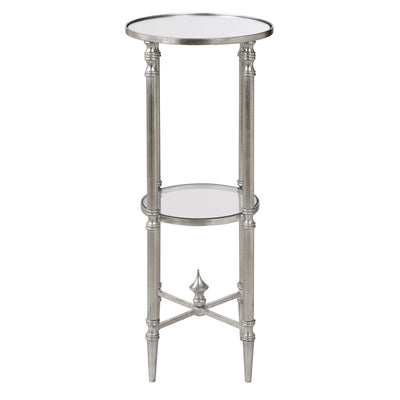 Henzler 25 W x 63 H x 25 D Round Accent Table with Mirror Top - Al Rugaib Furniture