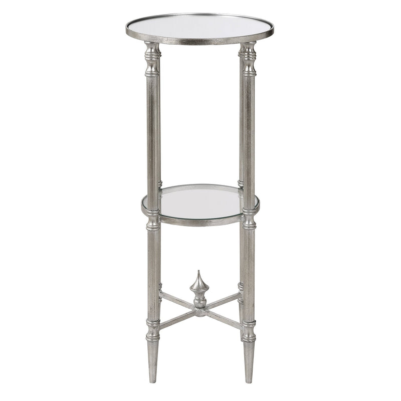 Henzler 25 W x 63 H x 25 D Round Accent Table with Mirror Top - Al Rugaib Furniture