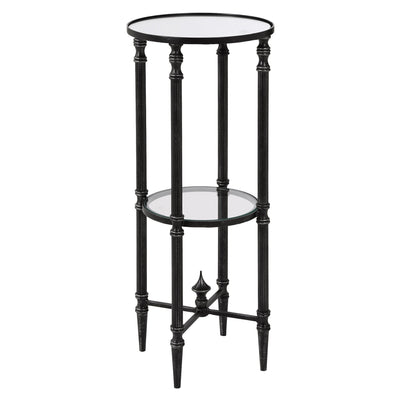Henzler 25 W x 63 H x 25 D Round Accent Table with Mirror Top - Al Rugaib Furniture