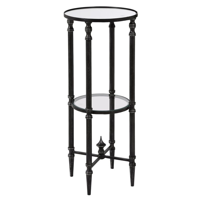 Henzler 25 W x 63 H x 25 D Round Accent Table with Mirror Top - Al Rugaib Furniture