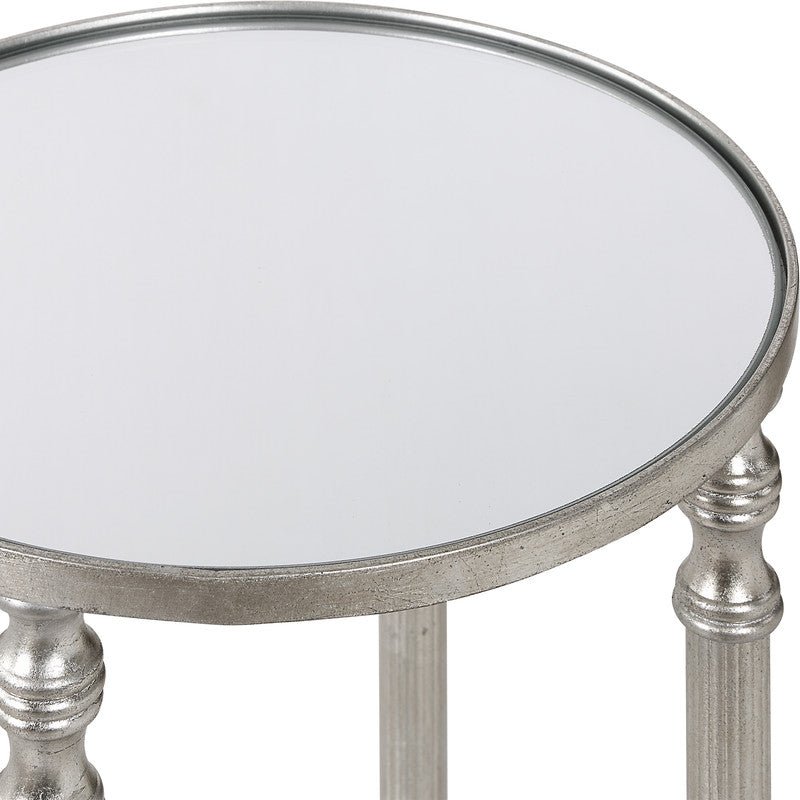 Henzler 25 W x 63 H x 25 D Silver Round Accent Table with Mirror Top Accent & End Tables| Uttermost