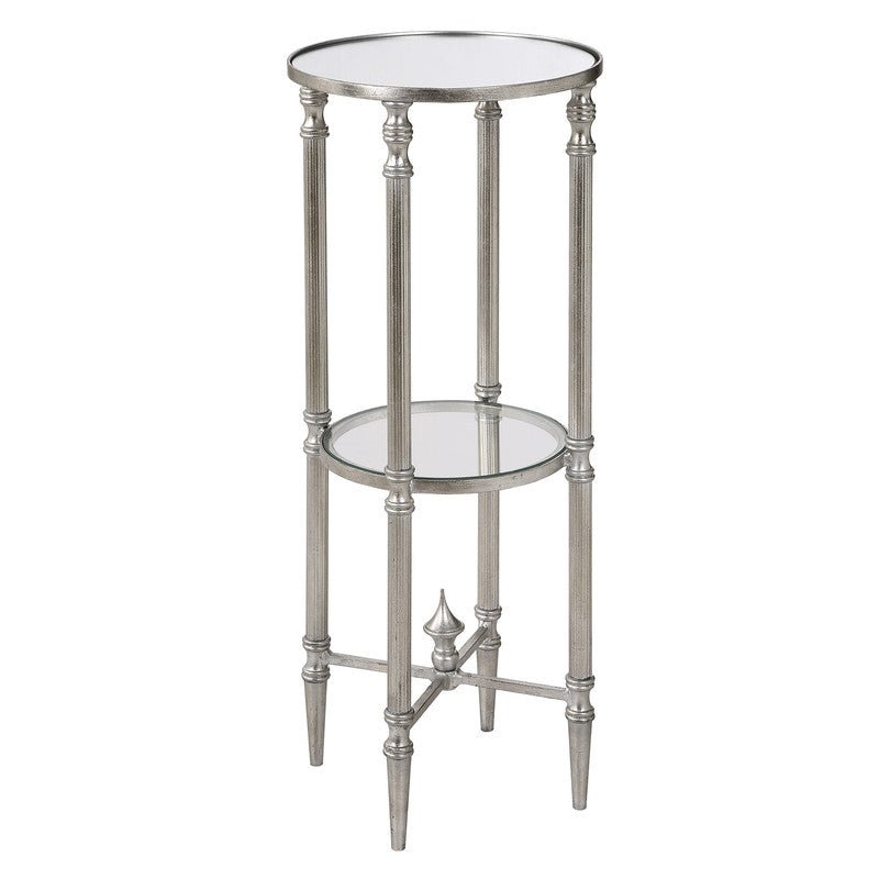 Henzler 25 W x 63 H x 25 D Silver Round Accent Table with Mirror Top Accent & End Tables| Uttermost
