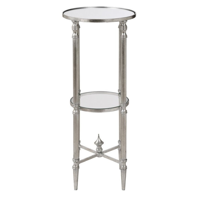 Henzler 25 W x 63 H x 25 D Silver Round Accent Table with Mirror Top Accent & End Tables| Uttermost