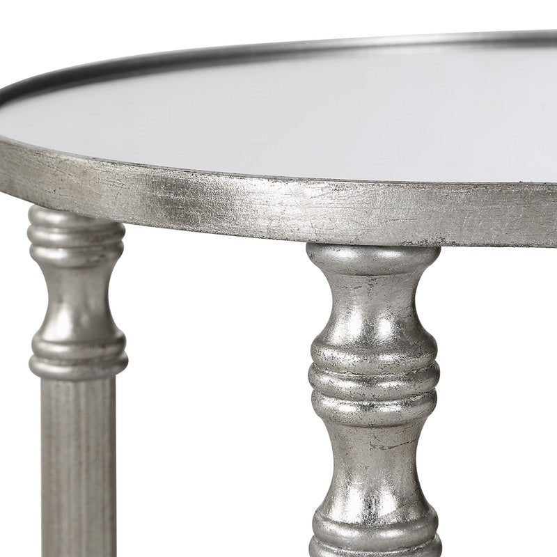 Henzler 25 W x 63 H x 25 D Silver Round Accent Table with Mirror Top Accent & End Tables| Uttermost