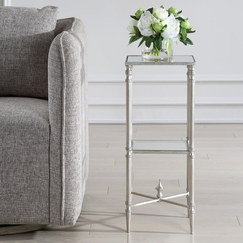 Henzler 25 W x 63 H x 25 D Silver Square Accent Table with Mirror Top Accent & End Tables| Uttermost