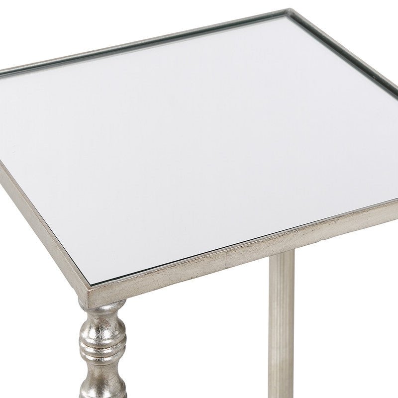 Henzler 25 W x 63 H x 25 D Silver Square Accent Table with Mirror Top Accent & End Tables| Uttermost