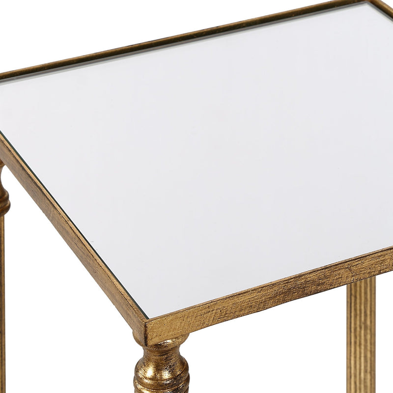 Henzler 25 W x 63 H x 25 D Square Accent Table with Mirror Top - Al Rugaib Furniture