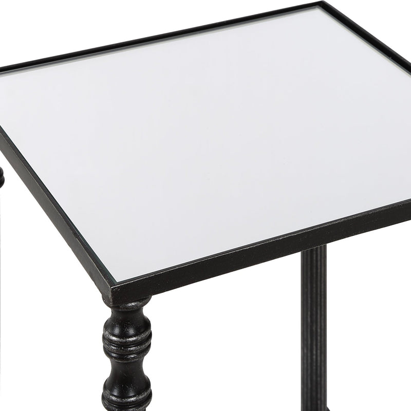 Henzler 25 W x 63 H x 25 D Square Accent Table with Mirror Top - Al Rugaib Furniture