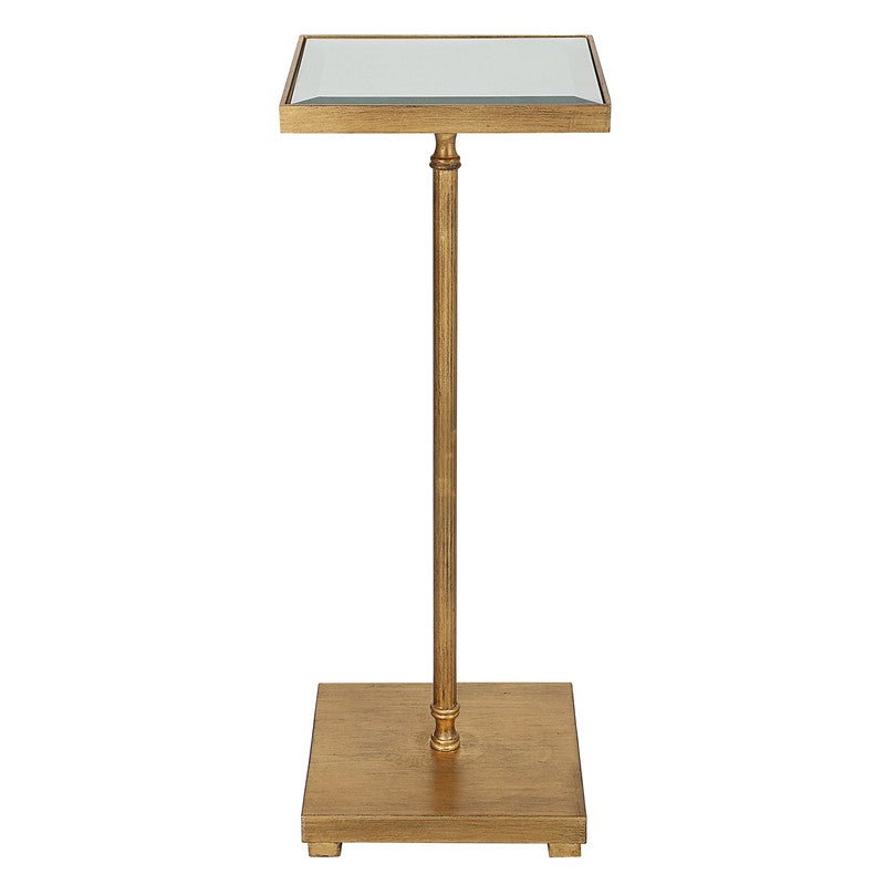 Henzler 26 W x 60 H x 26 D Gold Square Accent Table with Mirror Top Accent & End Tables| Uttermost