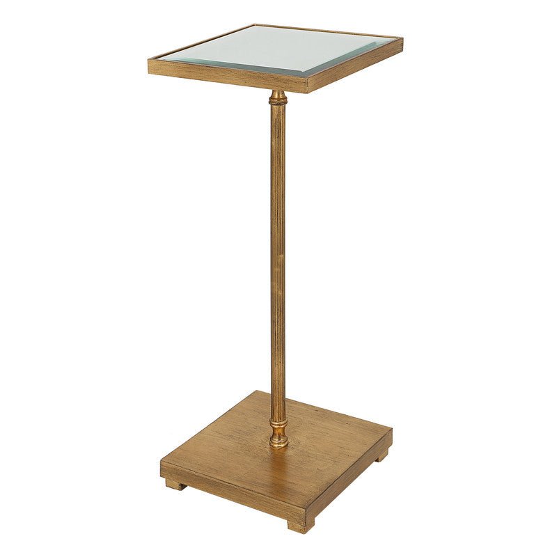 Henzler 26 W x 60 H x 26 D Gold Square Accent Table with Mirror Top Accent & End Tables| Uttermost