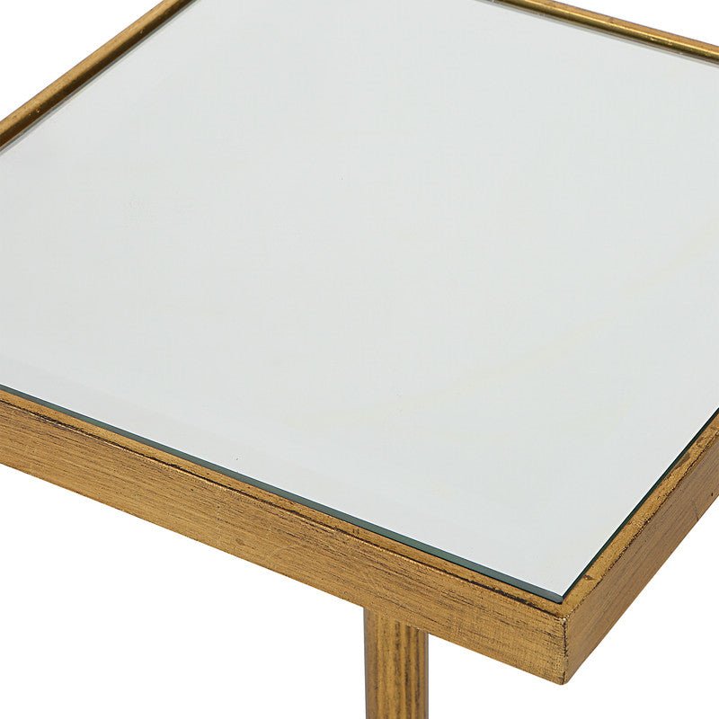 Henzler 26 W x 60 H x 26 D Gold Square Accent Table with Mirror Top Accent & End Tables| Uttermost