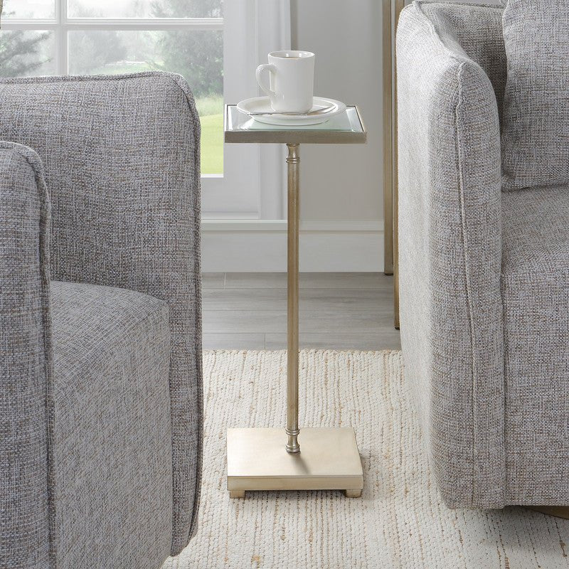 Henzler 26 W x 60 H x 26 D Silver Square Accent Table with Mirror Top Accent & End Tables| Uttermost