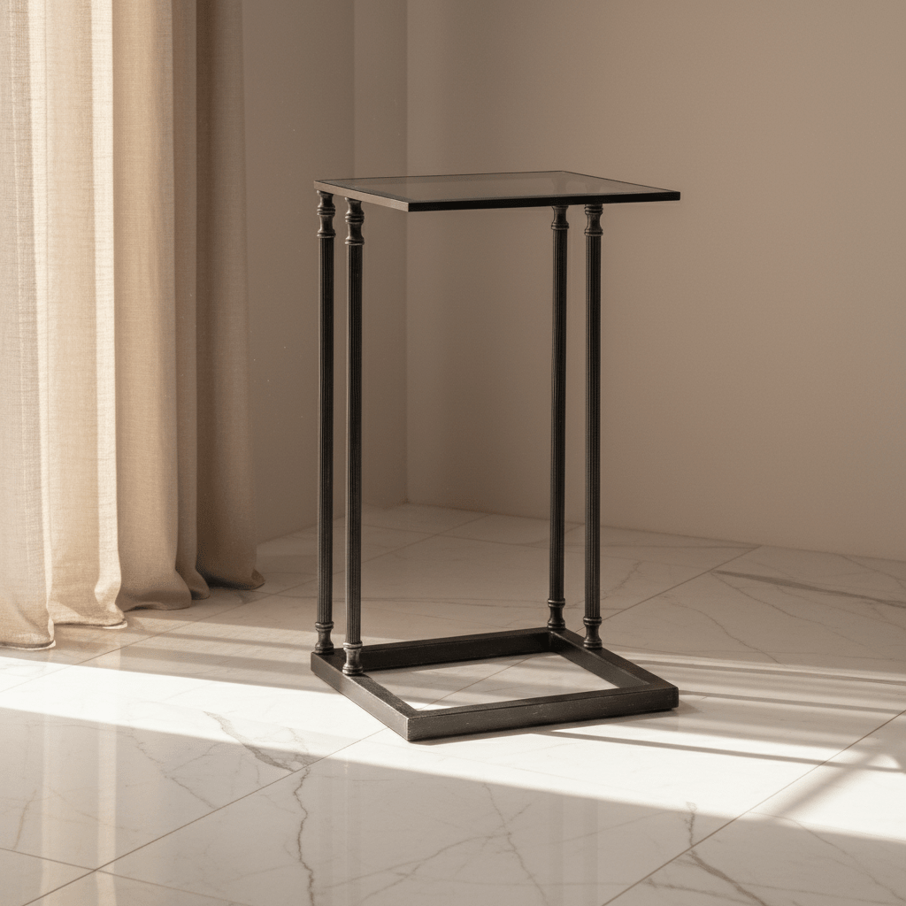Henzler 30 W x 63 H x 33 D Black Rectangle C Table Table with Glass Top Accent & End Tables| Uttermost