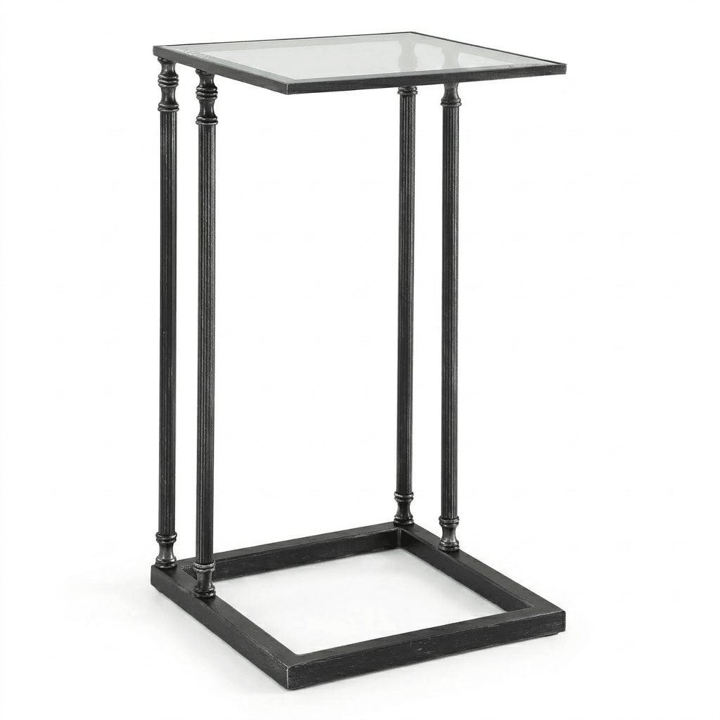 Henzler 30 W x 63 H x 33 D Black Rectangle C Table Table with Glass Top Accent & End Tables| Uttermost