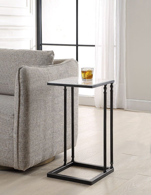 Henzler 30 W x 63 H x 33 D Black Rectangle C Table Table with Marble Top Accent & End Tables| Uttermost