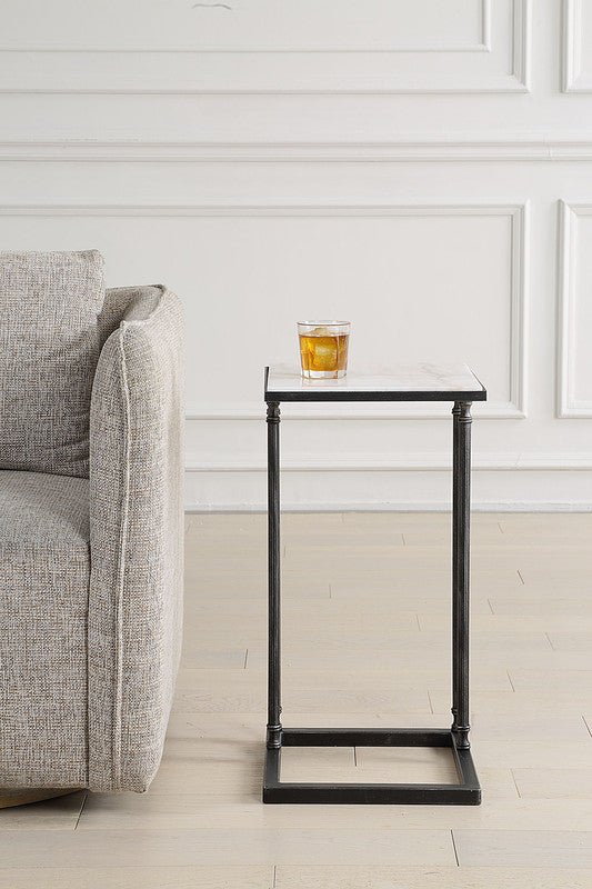 Henzler 30 W x 63 H x 33 D Black Rectangle C Table Table with Marble Top Accent & End Tables| Uttermost