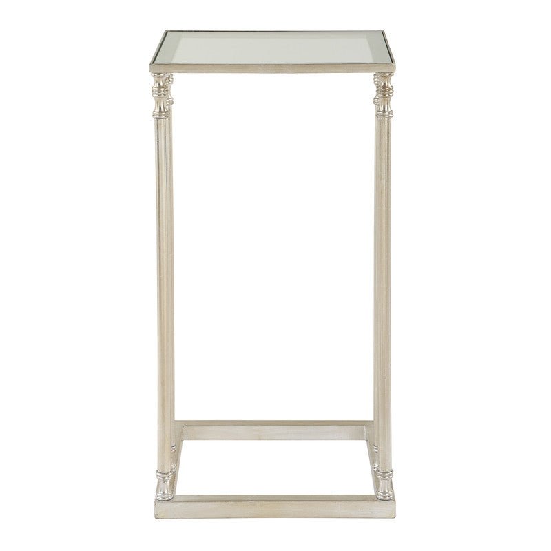 Henzler 30 W x 63 H x 33 D Gold Rectangle C Table Table with Glass Top - Al Rugaib Furniture