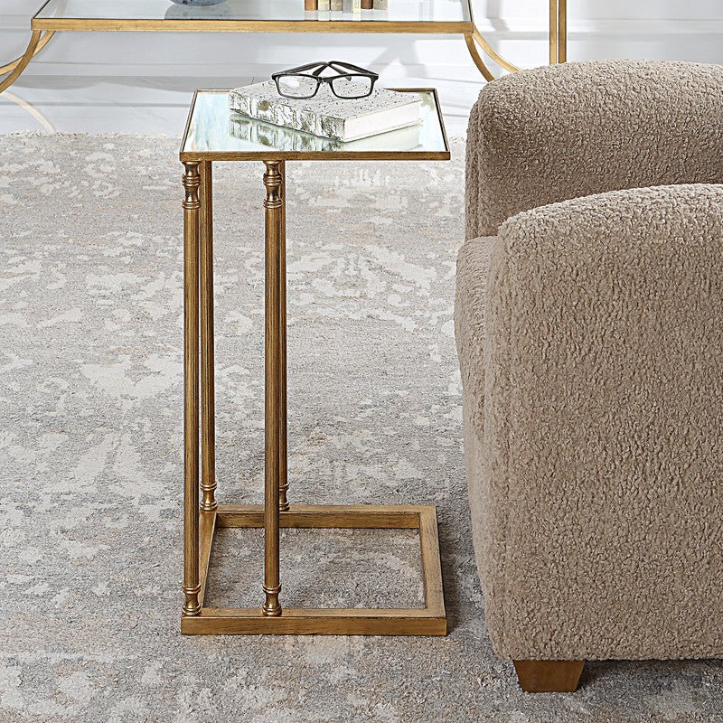 Henzler 30 W x 63 H x 33 D Gold Rectangle C Table with Mirror Top Accent & End Tables| Uttermost