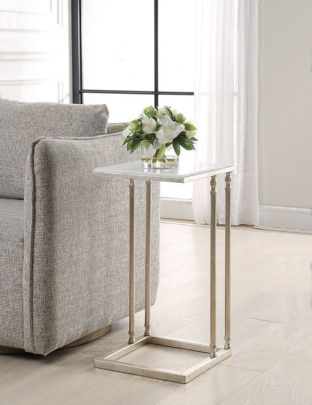 Henzler 30 W x 63 H x 33 D Silver Rectangle C Table Table with Marble Top Accent & End Tables| Uttermost