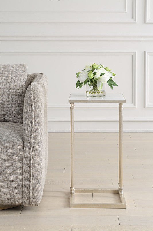 Henzler 30 W x 63 H x 33 D Silver Rectangle C Table Table with Marble Top Accent & End Tables| Uttermost