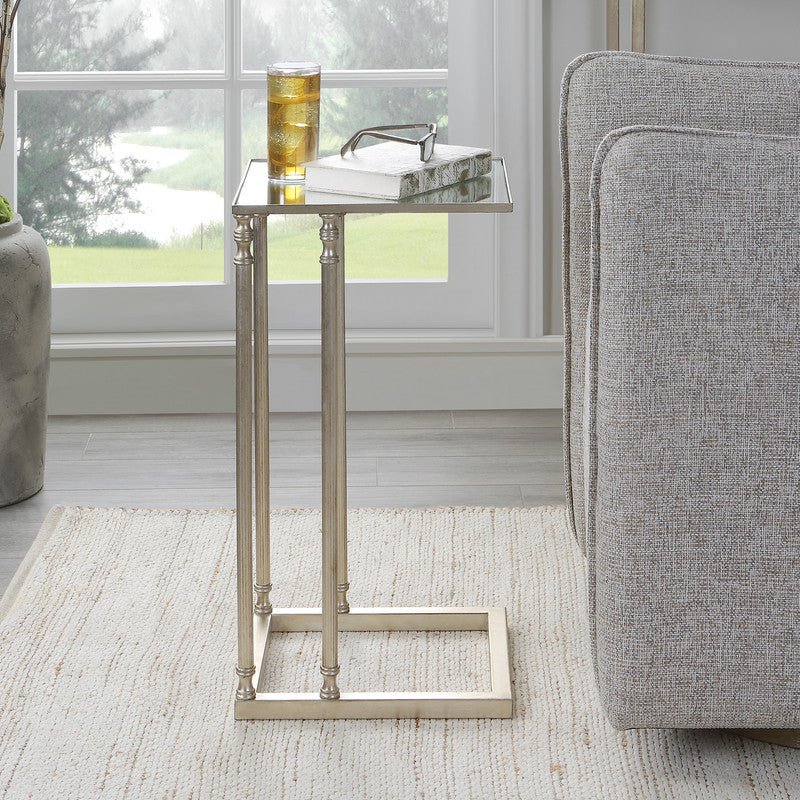 Henzler 30 W x 63 H x 33 D Silver Rectangle C Table with Mirror Top Accent & End Tables| Uttermost