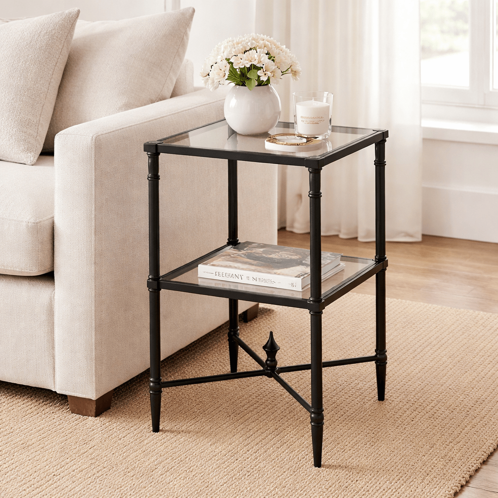 Henzler 33 W x 63 H x 33 D Black Square Accent Table with Beveled Top Accent & End Tables| Uttermost