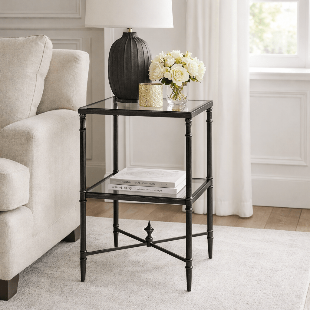 Henzler 33 W x 63 H x 33 D Black Square Accent Table with Marble Top Accent & End Tables| Uttermost