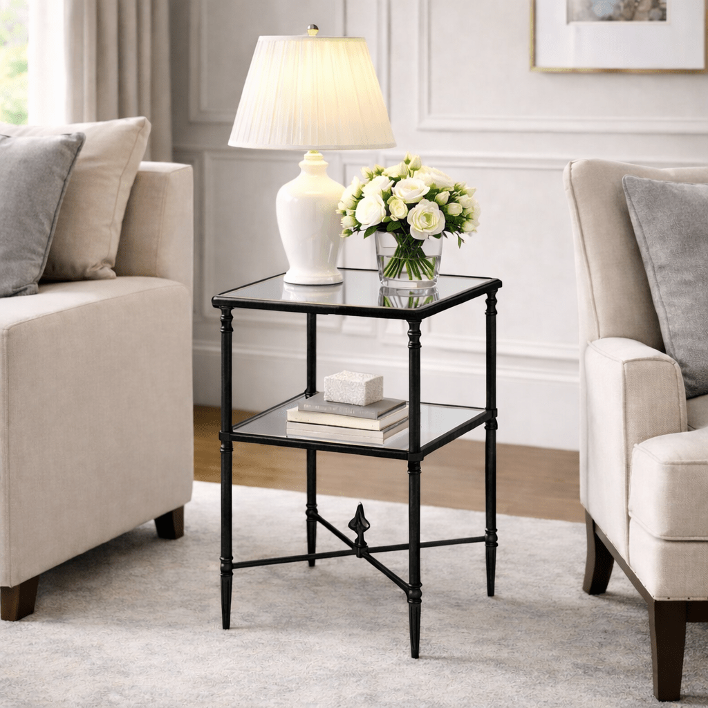 Henzler 33 W x 63 H x 33 D Black Square Accent Table with Mirror Top Accent & End Tables| Uttermost