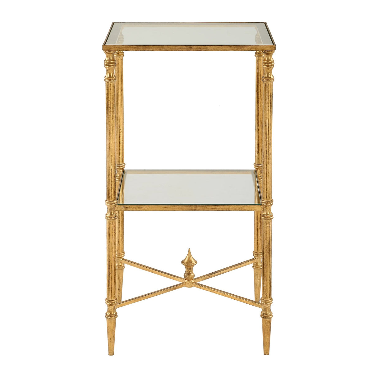 Henzler 33 W x 63 H x 33 D Gold Square Accent Table with Glass Top Accent & End Tables| Uttermost