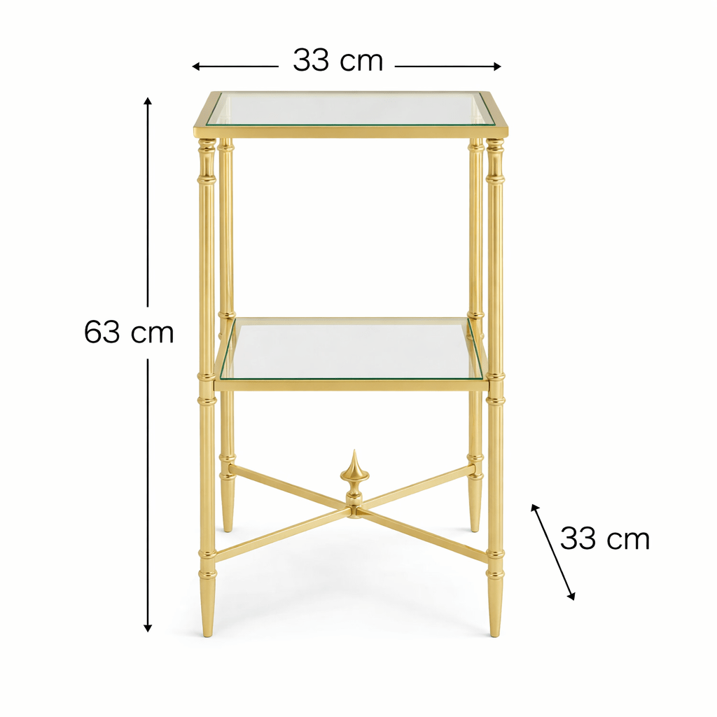 Henzler 33 W x 63 H x 33 D Gold Square Accent Table with Marble Top Accent & End Tables| Uttermost