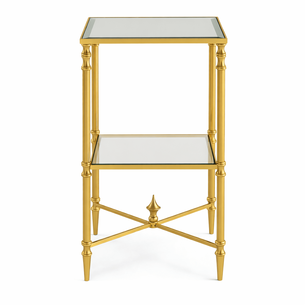 Henzler 33 W x 63 H x 33 D Gold Square Accent Table with Marble Top Accent & End Tables| Uttermost