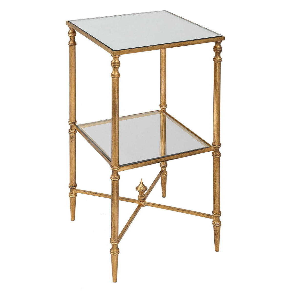 Henzler 33 W x 63 H x 33 D Gold Square Accent Table with Mirror Top Accent & End Tables| Uttermost