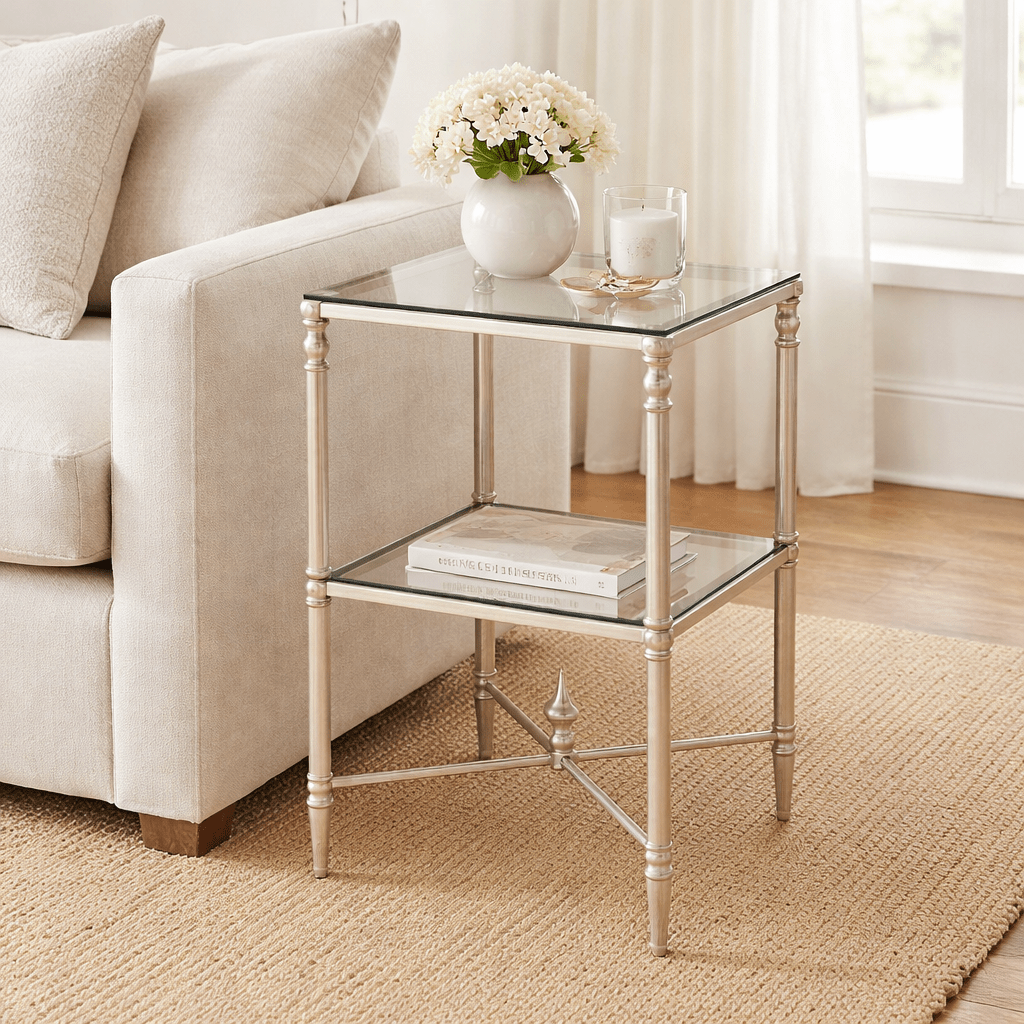 Henzler 33 W x 63 H x 33 D Silver Square Accent Table with Beveled Top Accent & End Tables| Uttermost