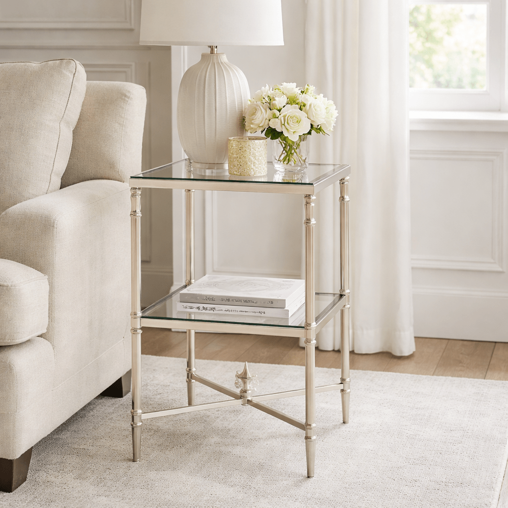 Henzler 33 W x 63 H x 33 D Silver Square Accent Table with Marble Top Accent & End Tables| Uttermost