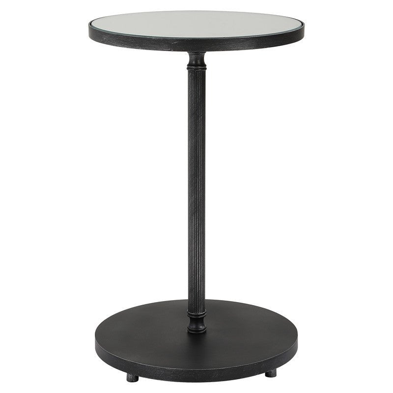 Henzler 35 W x 58 H x 35 D Black Round Accent Table with Mirror Top Accent & End Tables| Uttermost