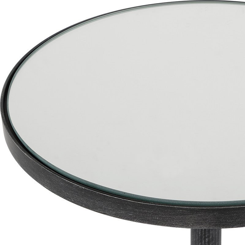 Henzler 35 W x 58 H x 35 D Black Round Accent Table with Mirror Top Accent & End Tables| Uttermost