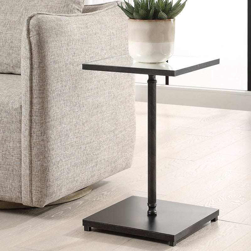 Henzler 35 W x 58 H x 35 D Black Square Accent Table with Mirror Top Accent & End Tables| Uttermost