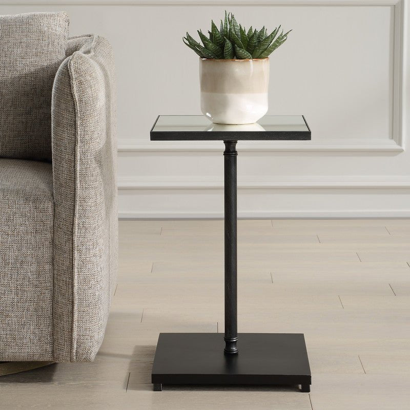 Henzler 35 W x 58 H x 35 D Black Square Accent Table with Mirror Top Accent & End Tables| Uttermost