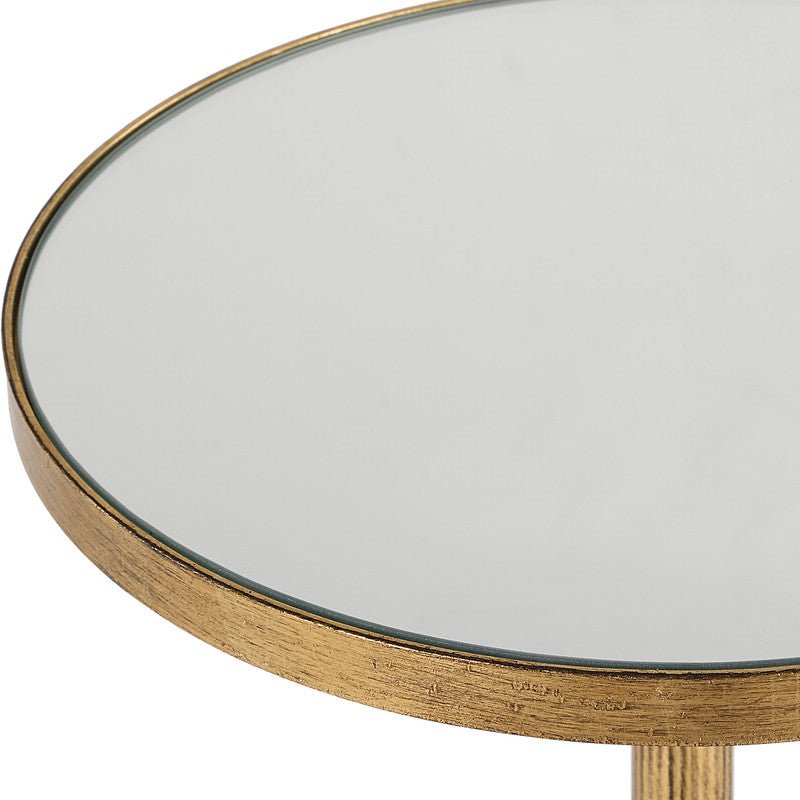 Henzler 35 W x 58 H x 35 D Gold Round Accent Table with Mirror Top Accent & End Tables| Uttermost