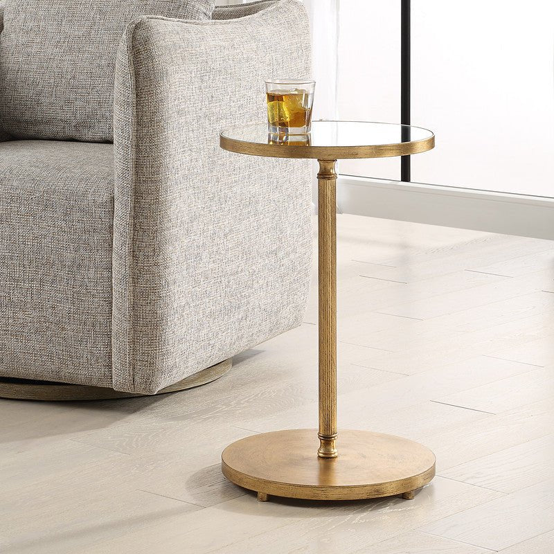 Henzler 35 W x 58 H x 35 D Gold Round Accent Table with Mirror Top Accent & End Tables| Uttermost