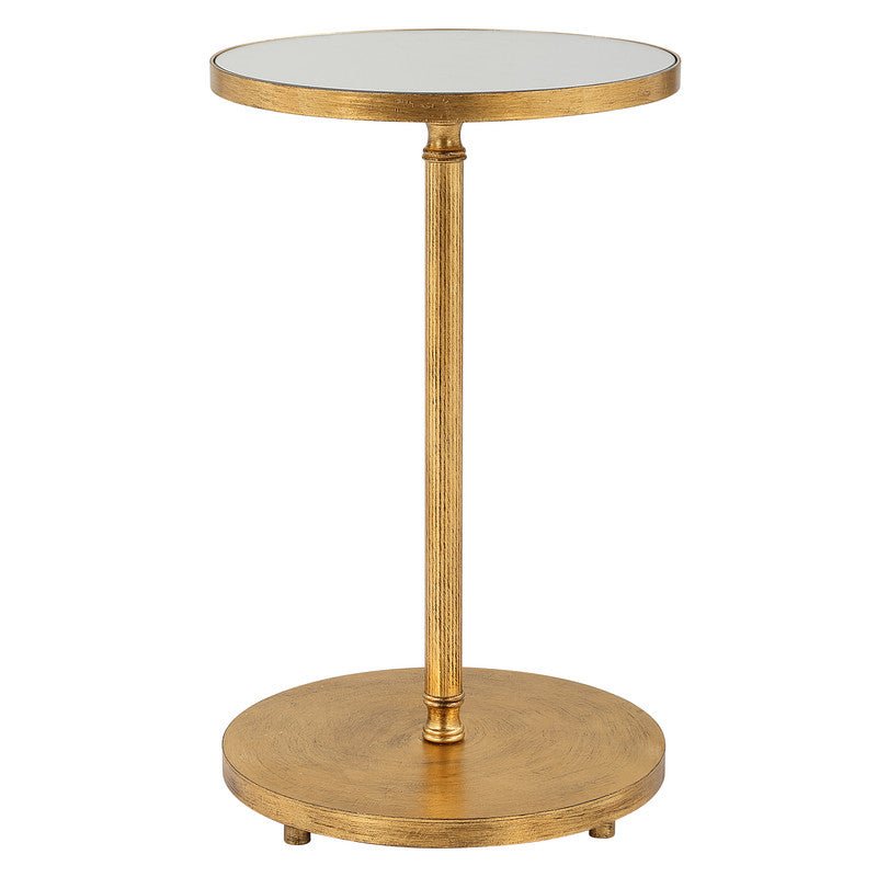 Henzler 35 W x 58 H x 35 D Gold Round Accent Table with Mirror Top Accent & End Tables| Uttermost