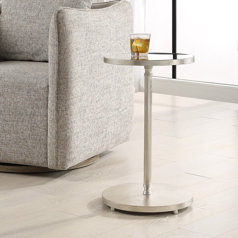 Henzler 35 W x 58 H x 35 D Silver Round Accent Table with Mirror Top Accent & End Tables| Uttermost