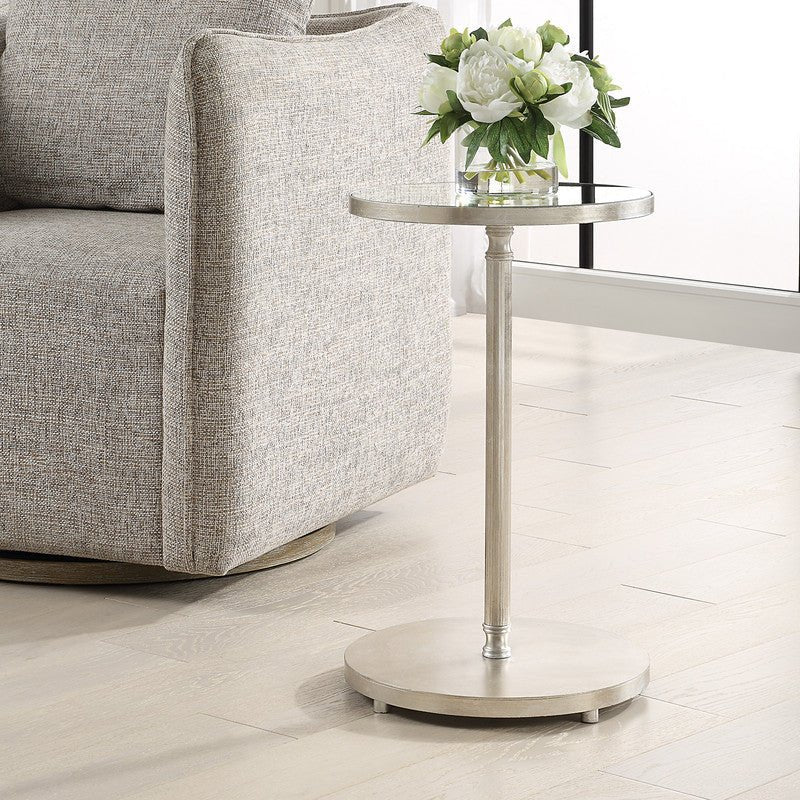 Henzler 35 W x 58 H x 35 D Silver Round Accent Table with Mirror Top Accent & End Tables| Uttermost